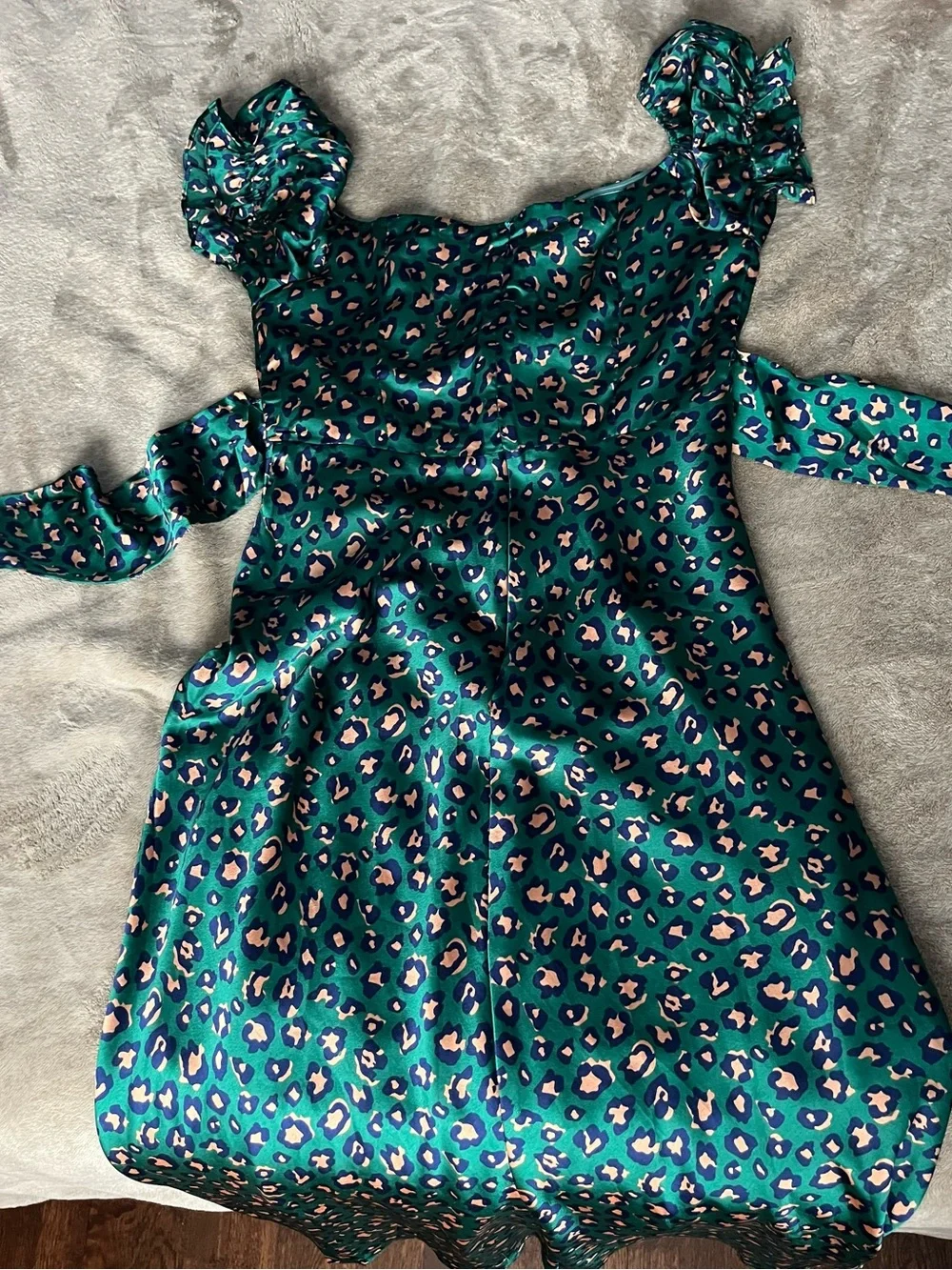 Hello Molly Teal Green Multicolor Leopard Print Dress